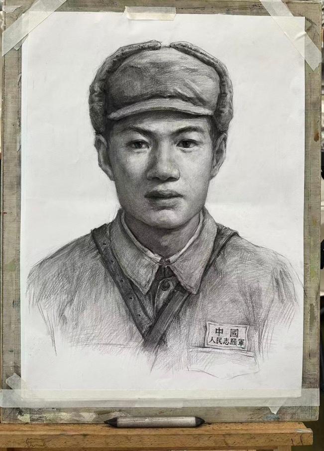 钱坤华烈士画像。人民网记者 邱宇哲摄